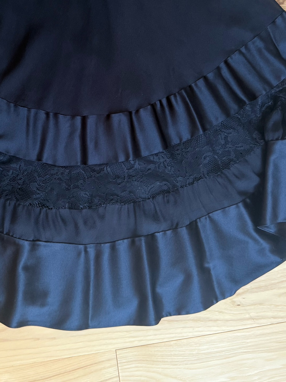 Diane Von Furstenberg Black Midi Dress with Lace Trim - Picture 4 of 12